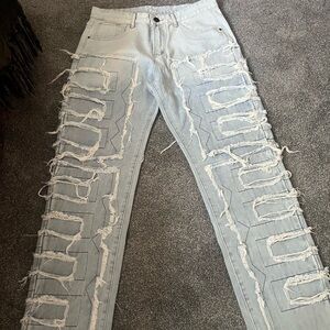 Stylish Distressed Light Blue Jeans